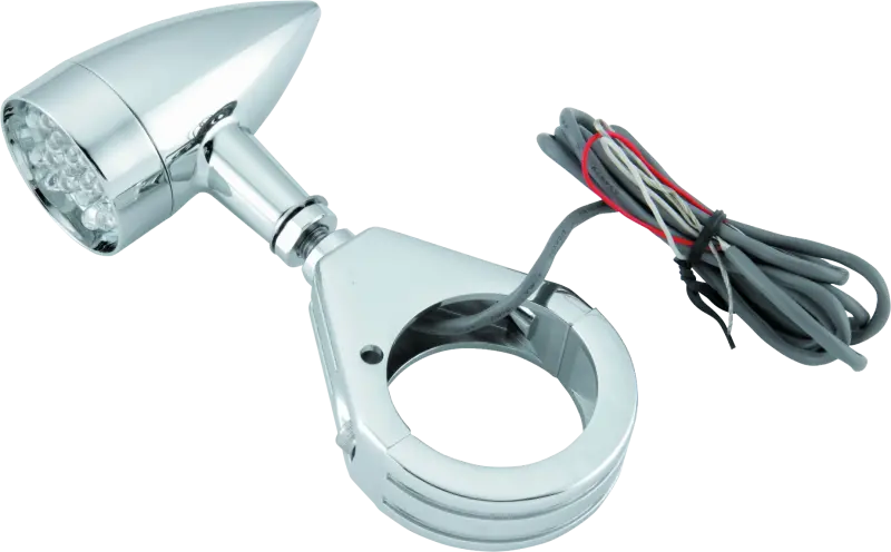 Bikers Choice Chrome Mini Led Turn Signals W/ 41 Mm Clamp Universal Custom Pr 1