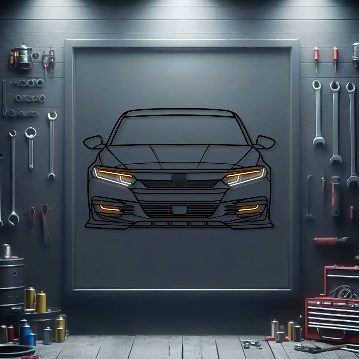 2020 Accord Front View Metal Neon Car Wall Art - Mtn0214 1