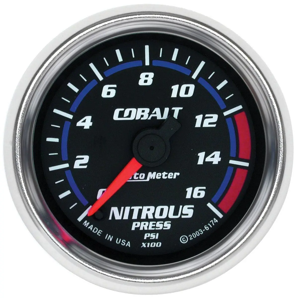 Cobalt Series Nitrous Pressure Gauge – 0–200 Psi, Easy-Mount Design 1