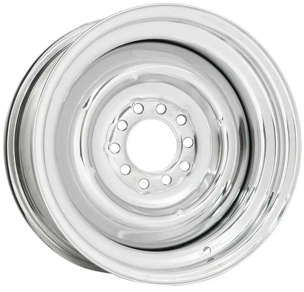 Chrome-Finished Solid Steel Rim – 15" X 7" Classic Hot Rod Style 1